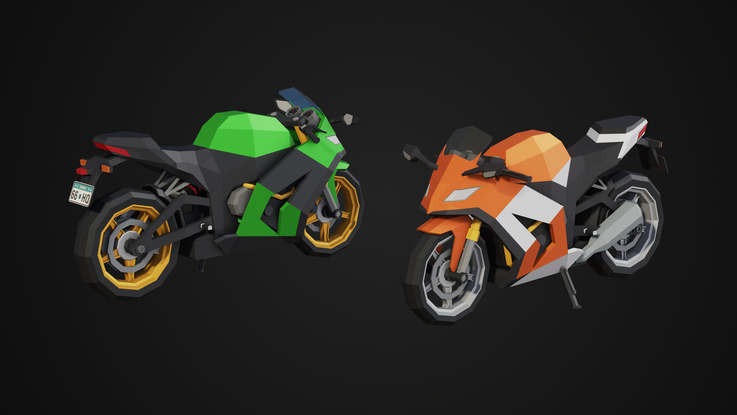 low poly 3D game assets bike