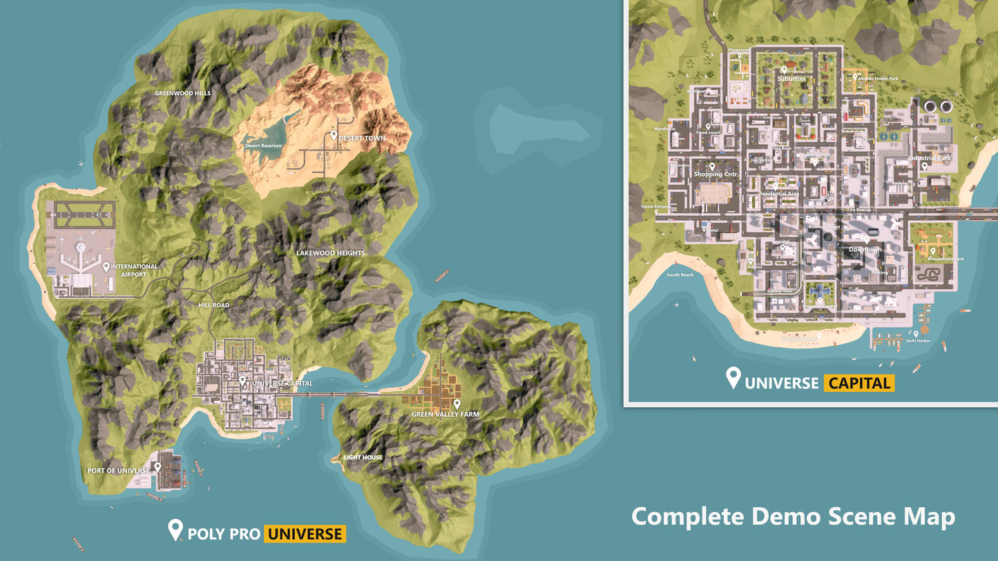 low poly 3D game assets map